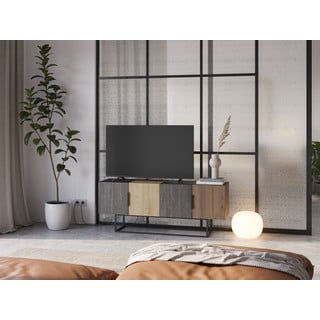 Smeđa/u prirodnoj boji TV komoda u dekoru hrasta 140x55 cm Titan – Marckeric