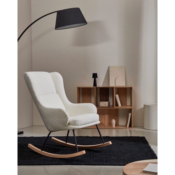 Bijela fotelja za ljuljanje od bouclé tkanine Maustin – Kave Home-image-1