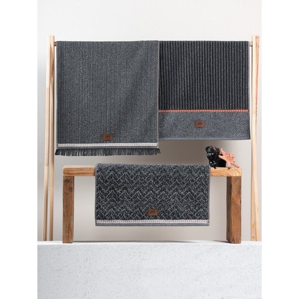 Antracitno sivi ručnici u setu 3 kom 50x90 cm Denim – Foutastic-image-2