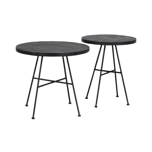 Set od 2 crna stolića s pločama od borovine Rowico Grafton-image-2