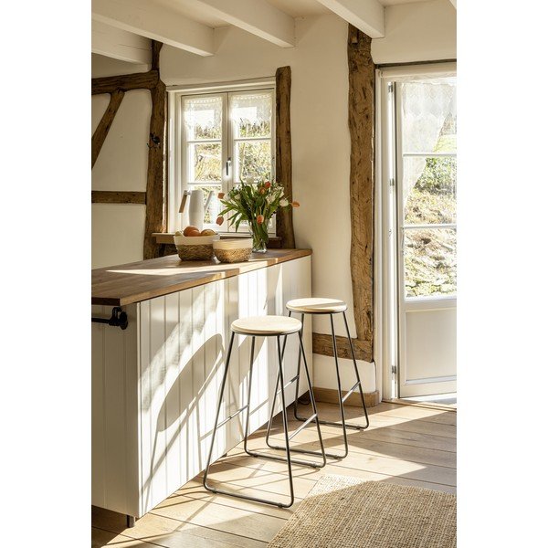 Crne/u prirodnoj boji barske stolice u setu 2 kom (visine sjedala 70 cm) Loft – Wenko-image-1