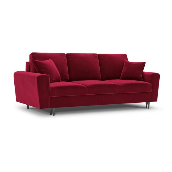 Crvena baršunasti sklopiva/s prostorom za odlaganje sofa 235 cm Kyoto – Cosmopolitan Design-image-1