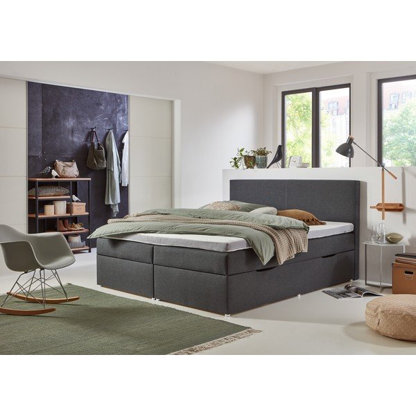 Sivi boxspring krevet s prostorom za odlaganje 180x200 cm Harry – Rojaplast-image-1