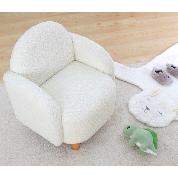 Bijela dječja fotelja od bouclé tkanine Moylo – Artie-image-1