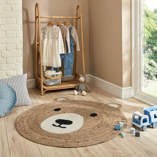 Juten dječji tepih u prirodnoj boji 100x100 cm Bertie Bear – Flair Rugs