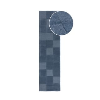 Tamno plava ručno rađena vunena staza 60x230 cm Checkerboard – Flair Rugs