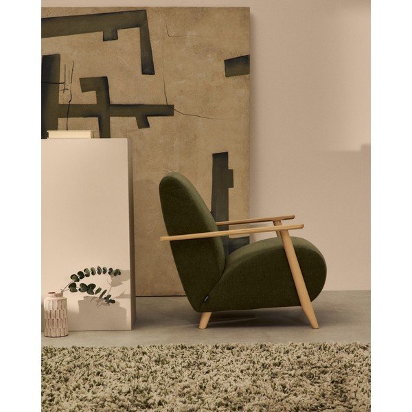 Zelena fotelja od šenila Meghan – Kave Home-image-3