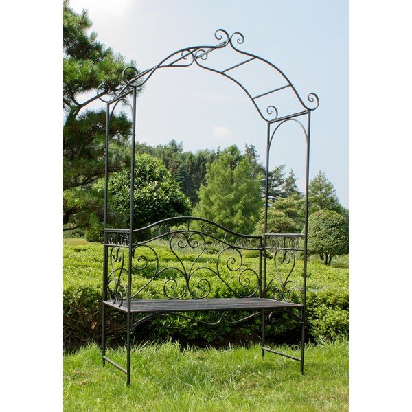 Crna metalna vrtna klupa Colima – Garden Pleasure-image-4