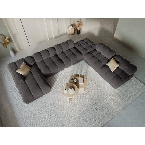 Tamno siva baršunasta sofa 379 cm Bellis – Micadoni Home-image-1