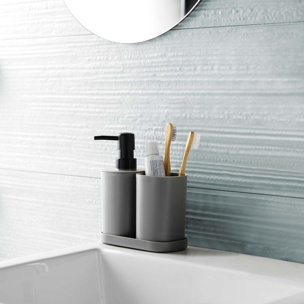 Tamno sivi plastičan set pribora za kupaonicu Vita – douceur d'intérieur-image-1