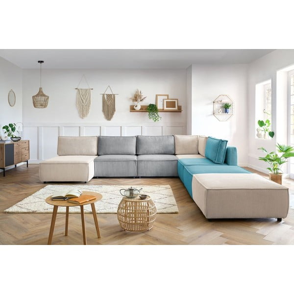 Kutna garnitura od samta (u obliku slova "U"/promjenjiva) Nihad modular – Bobochic Paris-image-1