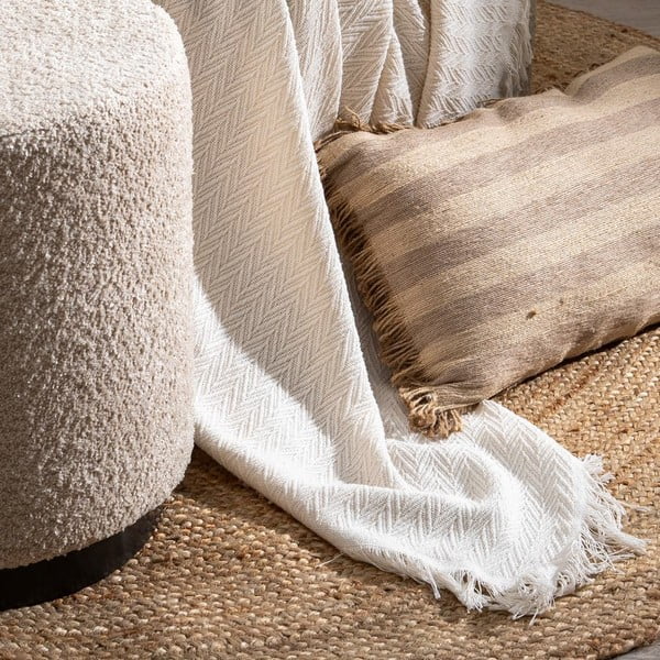 Krem prekrivač od recikliranog pamuka 180x260 cm Spike – Ixia-image-1