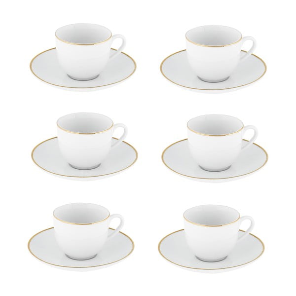 Bijele porculanske šalice u setu 6 kom 100 ml Gold Chic – Villa Altachiara