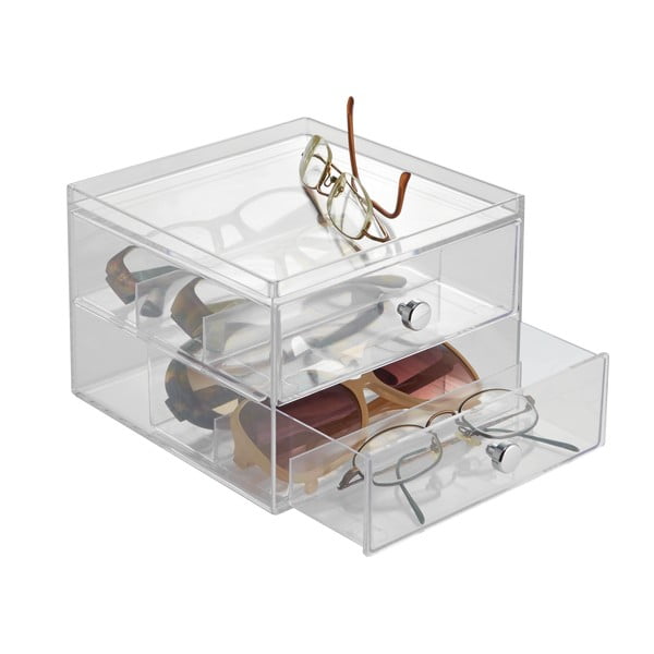 Prozirna kutija za odlaganje s 2 ladice iDesign Ladice, visina 12,5 cm