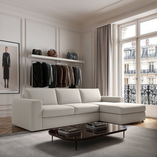 Krem kutna garnitura (s desnim kutom/s ležaljkom) Baga – Rodier-image-1