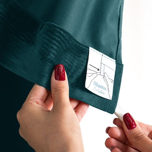 Petrolej zelena zavjesa za djelomično zamračenje od samta 265x250 cm Velto – Filumi-image-4