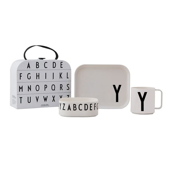 3-dijelni dječji set za jelo s kovčekom Design Letters Classics Y