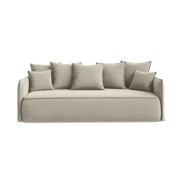 Bež baršunasti sklopiva/s prostorom za odlaganje sofa 225 cm Hula – Makamii