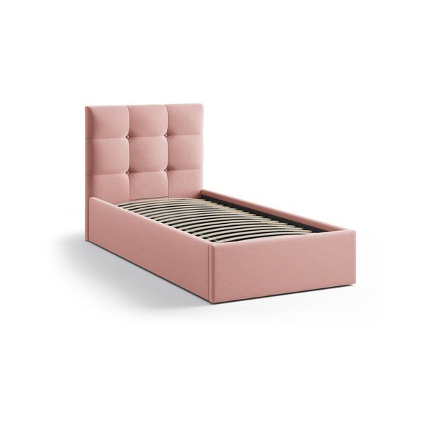 Ružičasti tapecirani krevet s prostorom za odlaganje s podnicom 90x200 cm Phaedra – Micadoni -image-2