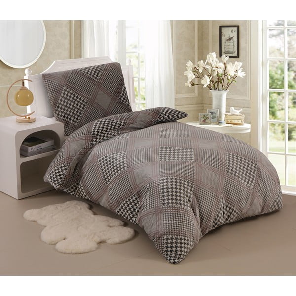 Siva posteljina za krevet za jednu osobu od mikropliša 140x200 cm – My House