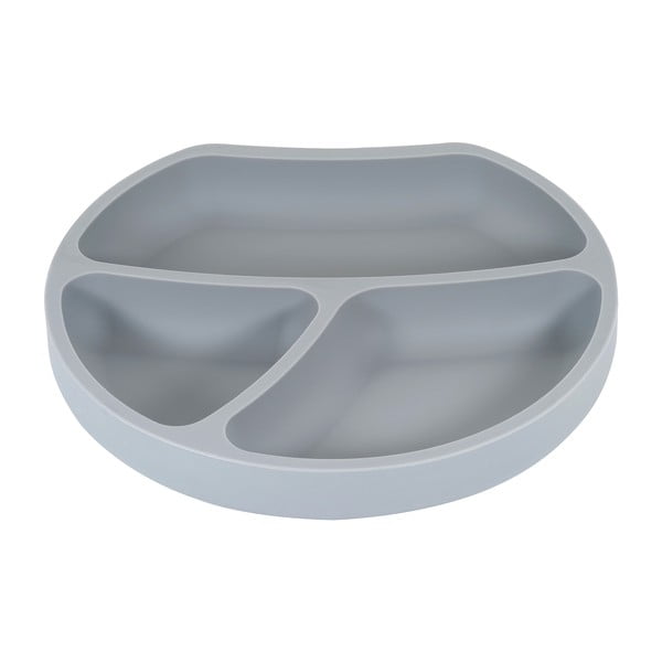 Sivi silikonski dječji tanjur 19x20,5 cm – Kindsgut-image-2