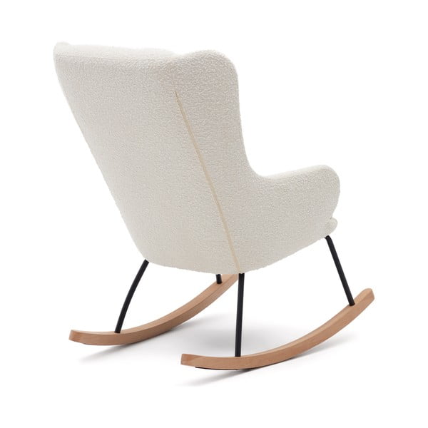 Bijela fotelja za ljuljanje od bouclé tkanine Maustin – Kave Home-image-2