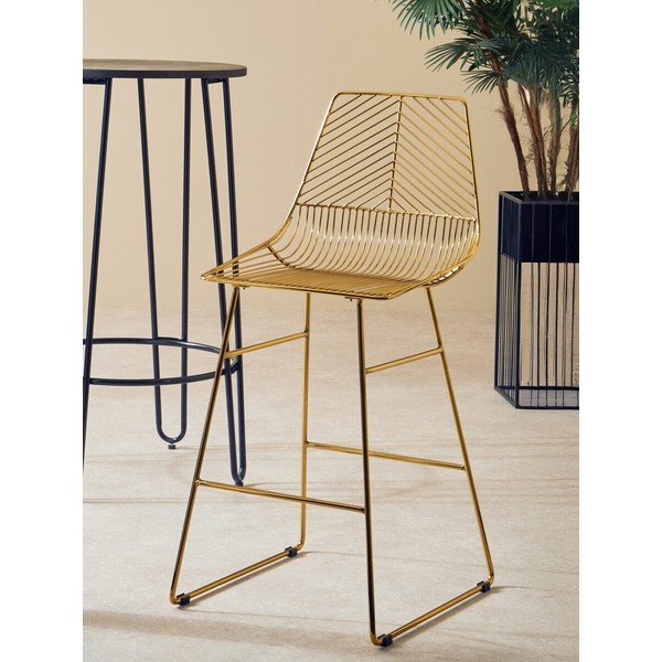Metalna barska stolica u zlatnoj boji District – Premier Housewares-image-1