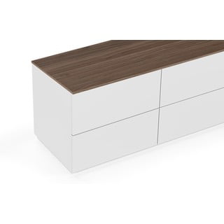 Bijela komoda s ladicama i pločom u dekoru oraha TemaHome Join, 120 x 54 cm