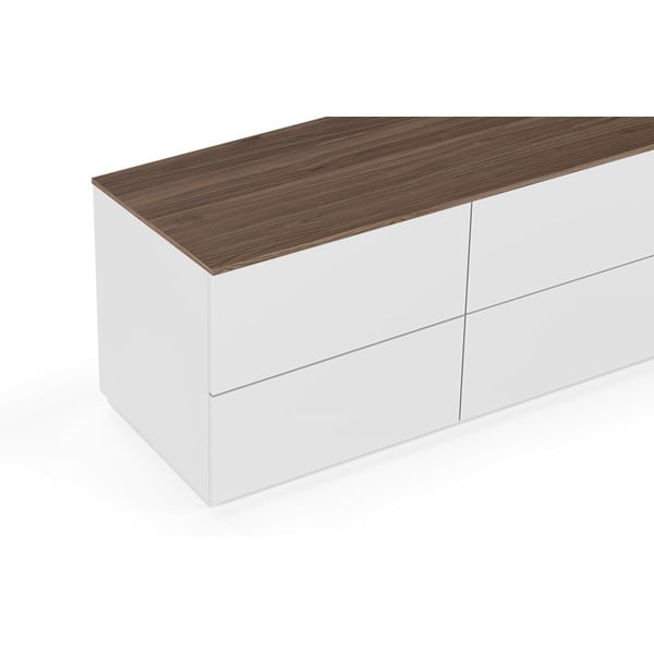 Bijela komoda s ladicama i pločom u dekoru oraha TemaHome Join, 120 x 54 cm-image-1