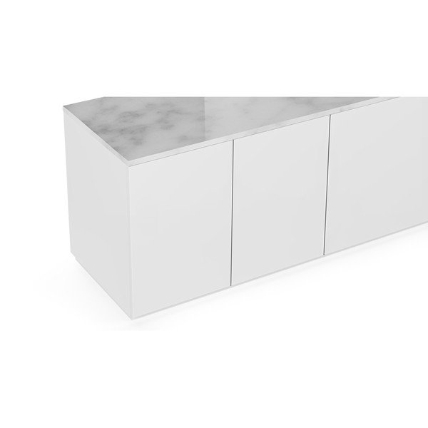 Mat bijeli TV stol s pločom od bijelog mramora TemaHome Join, 200 x 57 cm-image-1