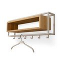 Zidna vješalica od punog hrasta u prirodnoj boji/smeđe-siva s policom 78 cm School – Spinder Design
