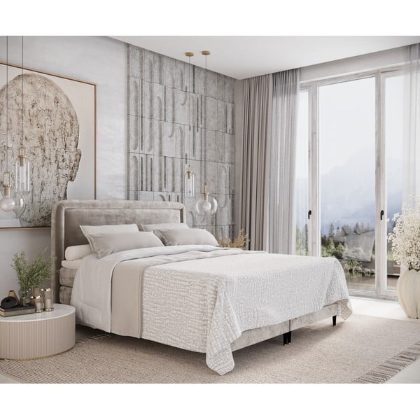 Svjetlo smeđi boxspring krevet 140x200 cm Dove – Maison de Rêve-image-1