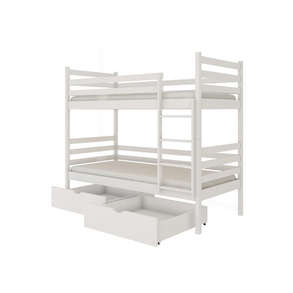 Bijeli dječji krevet od borovine na kat s prostorom za pohranu 70x160 cm Nemo - Lano Meble