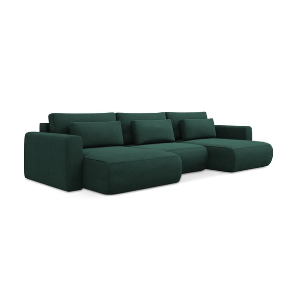 Zelena sklopiva/s prostorom za odlaganje kutna garnitura (u obliku slova "U") Kapua – Makamii-image-1