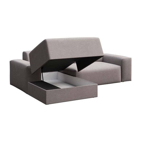 Siva baršunasti sklopiva/s prostorom za odlaganje kutna garnitura (s lijevim kutom/s ležaljkom) Villet – Rodier-image-3