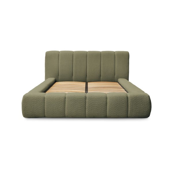 Zeleni tapecirani bračni krevet s prostorom za odlaganje s podnicom 160x200 cm Denali – Bobochic Paris-image-3