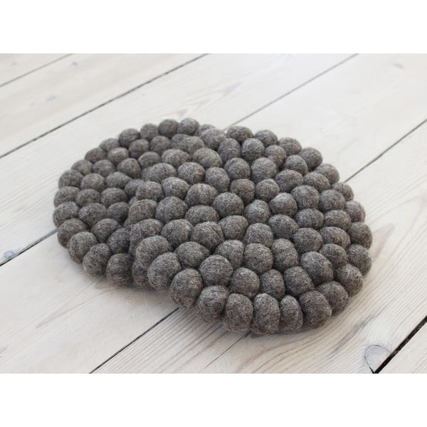 Smeđi podmetač od vunenih pompona Wooldot Ball Coaster, ⌀ 20 cm