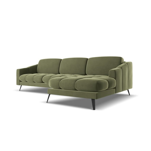 Zelena baršunasti kutna garnitura (s desnim kutom) Nalu – Makamii-image-4