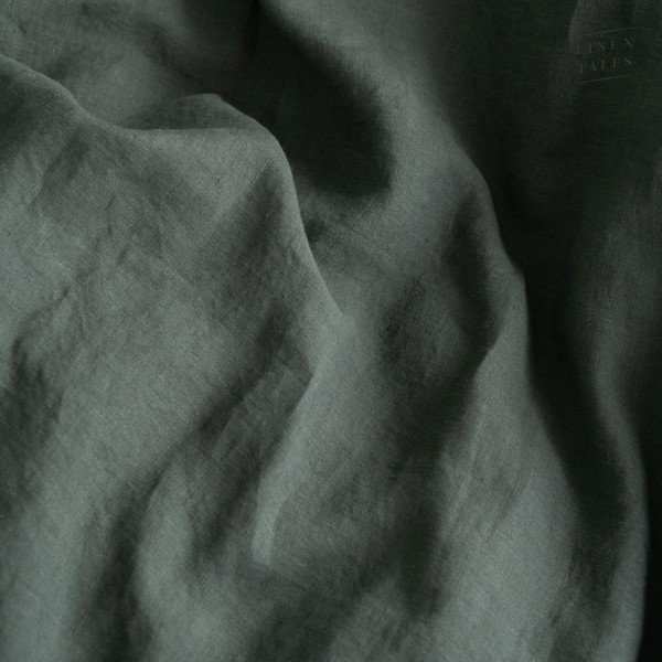 Tamno zelena lanena navlaka za poplun za krevet za jednu osobu/za produženi krevet 140x220 cm Forest Green  – Linen Tales-image-1