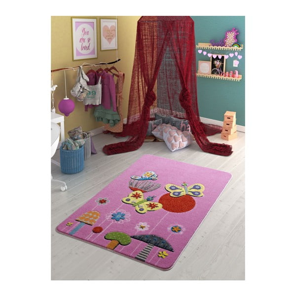 Dječji ružičasti tepih Confetti Butterfly Effect, 100 x 150 cm