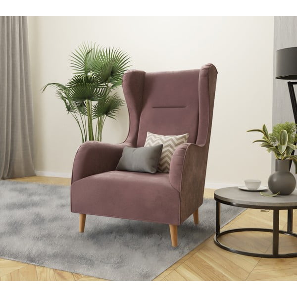 Ružičasta baršunasta wing fotelja Carole – Ropez-image-4