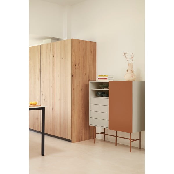 Ciglasta/bež visoka komoda s kliznim vratima 120x140 cm Nube – Teulat-image-1