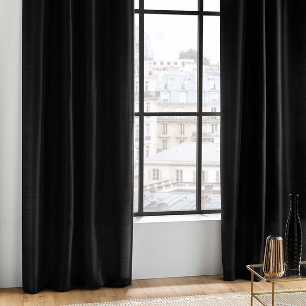 Crna zavjesa od mikrosatena 140x240 cm Shana – douceur d'intérieur-image-1