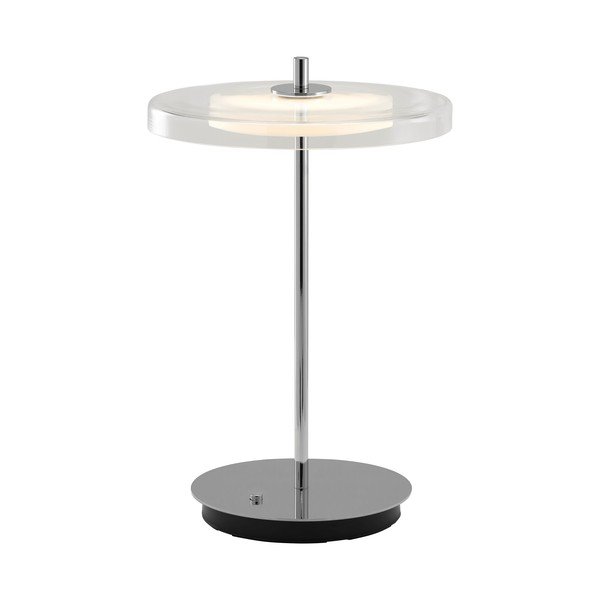 Željezna LED stolna lampa s USB priključkom u srebrnoj boji sa staklenim sjenilom (visina 31 cm) Asteria Move – UMAGE