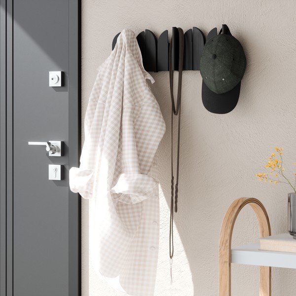 Mat crna željezna zidna vješalica 43 cm Saloon – Umbra-image-3