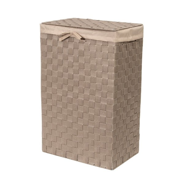 Smeđa košara za rublje s poklopcem Compactor Košara za rublje Linen, visina 60 cm-image-1