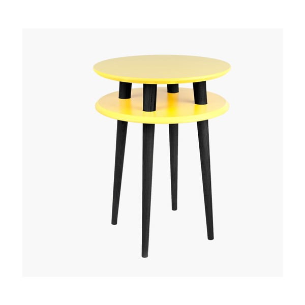 Žuti pomoćni stol s crnim nogama Ragaba UFO, Ø 45 cm