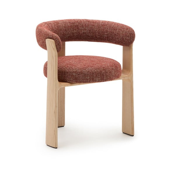 Blagovaonska stolica s naslonima za ruke od čvrste jeseni u prirodnoj boji/boja terakote Granite – Kave Home