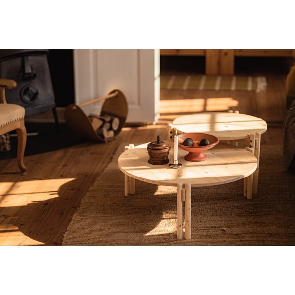 Okrugao stolić za kavu od masivnog bora u prirodnoj boji ø 80 cm Sticks – Karup Design-image-4