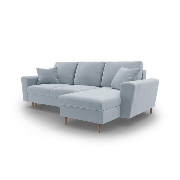 Svijetlo plava baršunasti sklopiva/s prostorom za odlaganje kutna garnitura Kyoto – Cosmopolitan Design-image-4